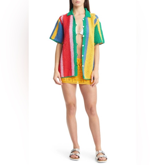 Memorial Day Other - Memorial Day Pramuka Crochet Cardigan cover in multicolor - size 2 (medium) NWOT